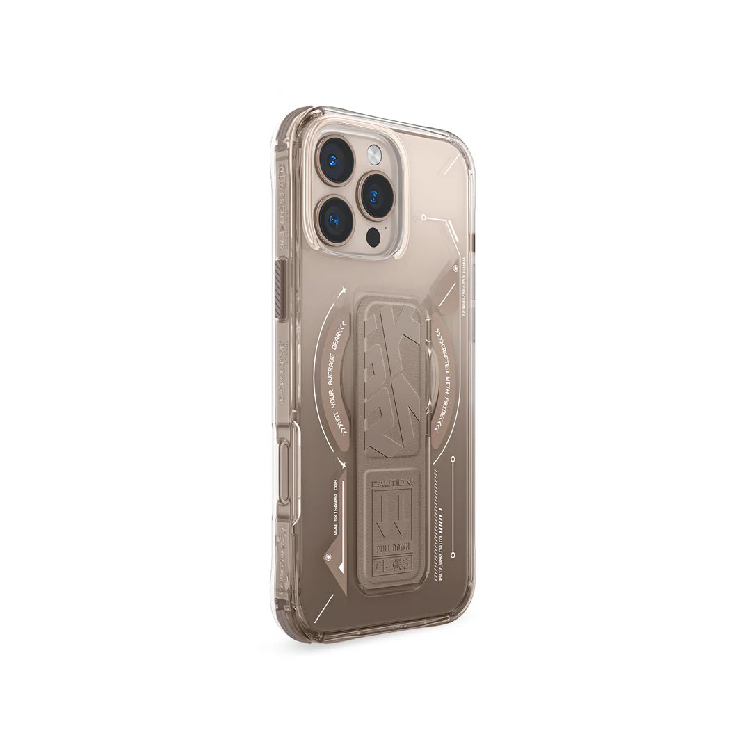 Skinarma iPhone 16 Pro Helio Magsafe Case With Grip Stand Gold Skinarma iPhone 16 Pro Helio Magsafe Case With Grip Stand Gold
